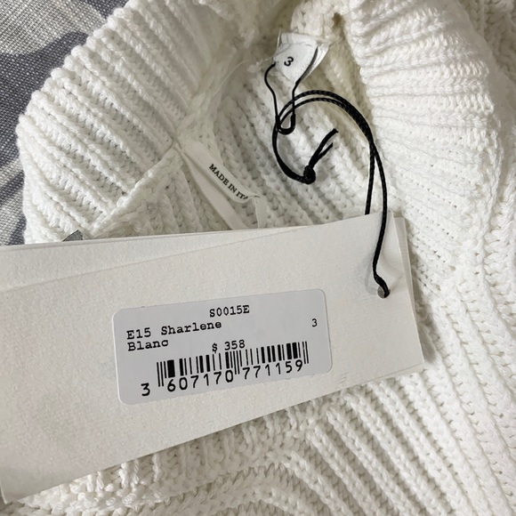NEW Sandro Sharlene Knit Sweater (Sz 3 / L) Ribbed Crewneck Blanc Navy - Picture 14 of 16
